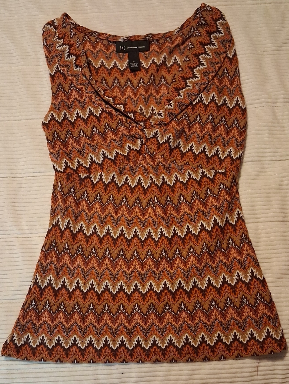 INC International Concepts Orange Chevron V-Neck Tank